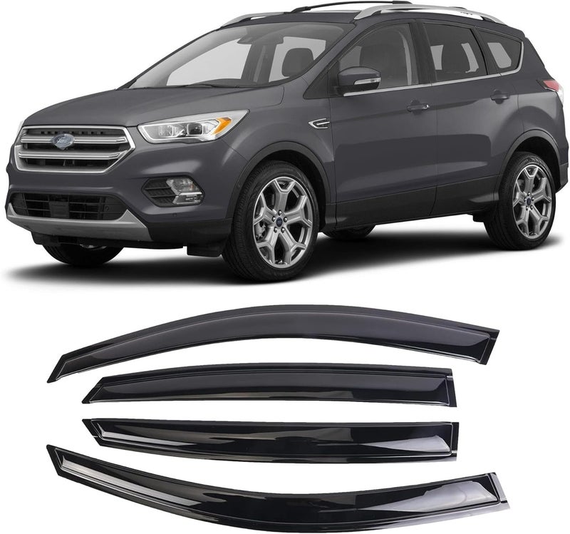 WONSABON Tape-On Window Visors Deflectors Rain Guards 4 Piece Set ‎Compatible with 2013-2019 Ford Escape 94383 - Image 1
